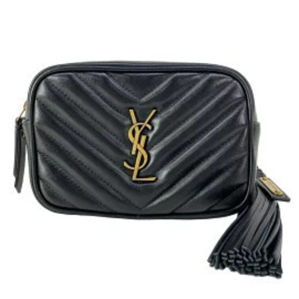 SAINT LAURENT PARIS Roubert Bag Waist Pouch Clutch Black Leather